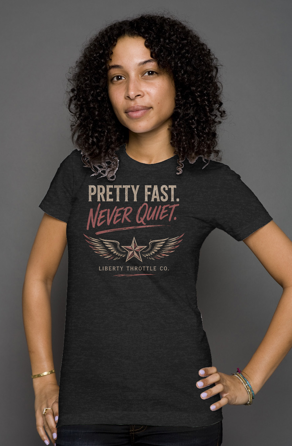 Liberty Throttle Co Pretty Fast Never Quiet Women s Tee