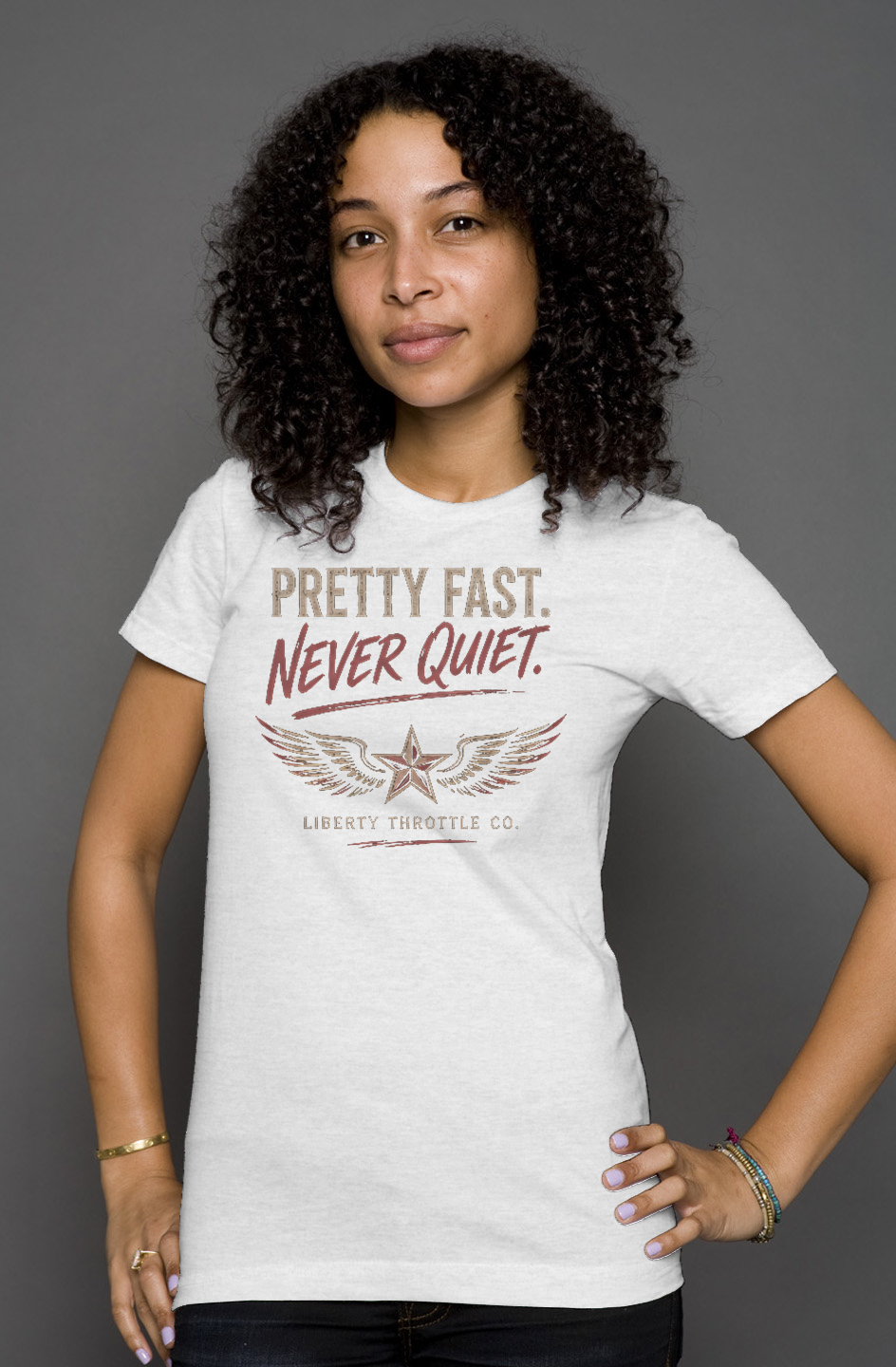Liberty Throttle Co Pretty Fast Never Quiet Women s Tee