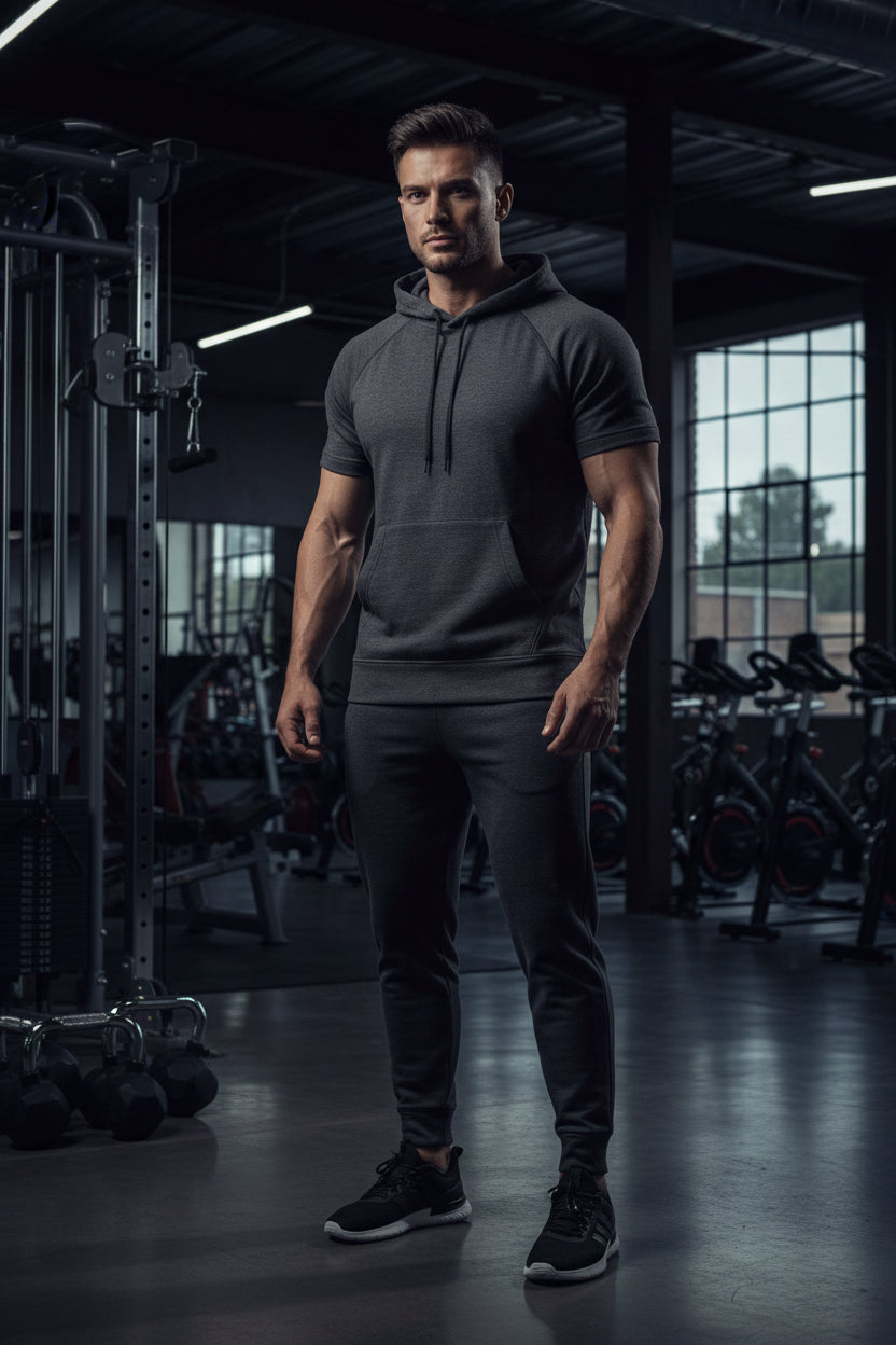 Tri Blend Fleece S S Hooded Pullover
