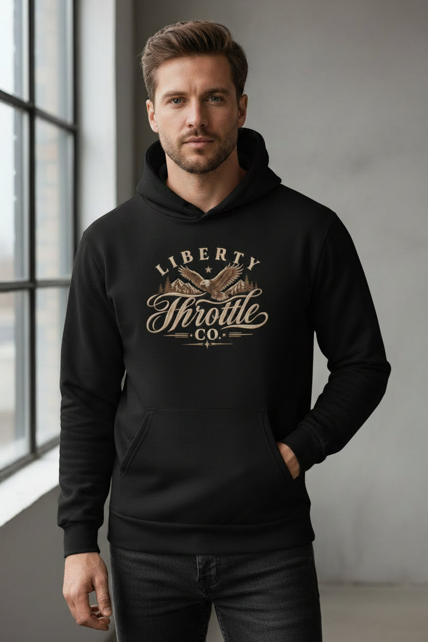 Mainstreet Heavyweight Oversized Liberty Throttle Co. Logo Print Hoodie