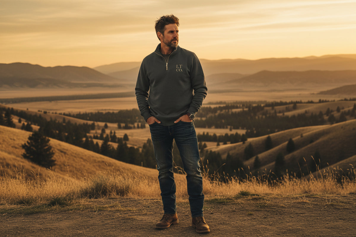 MENS STENCIL HALF ZIP