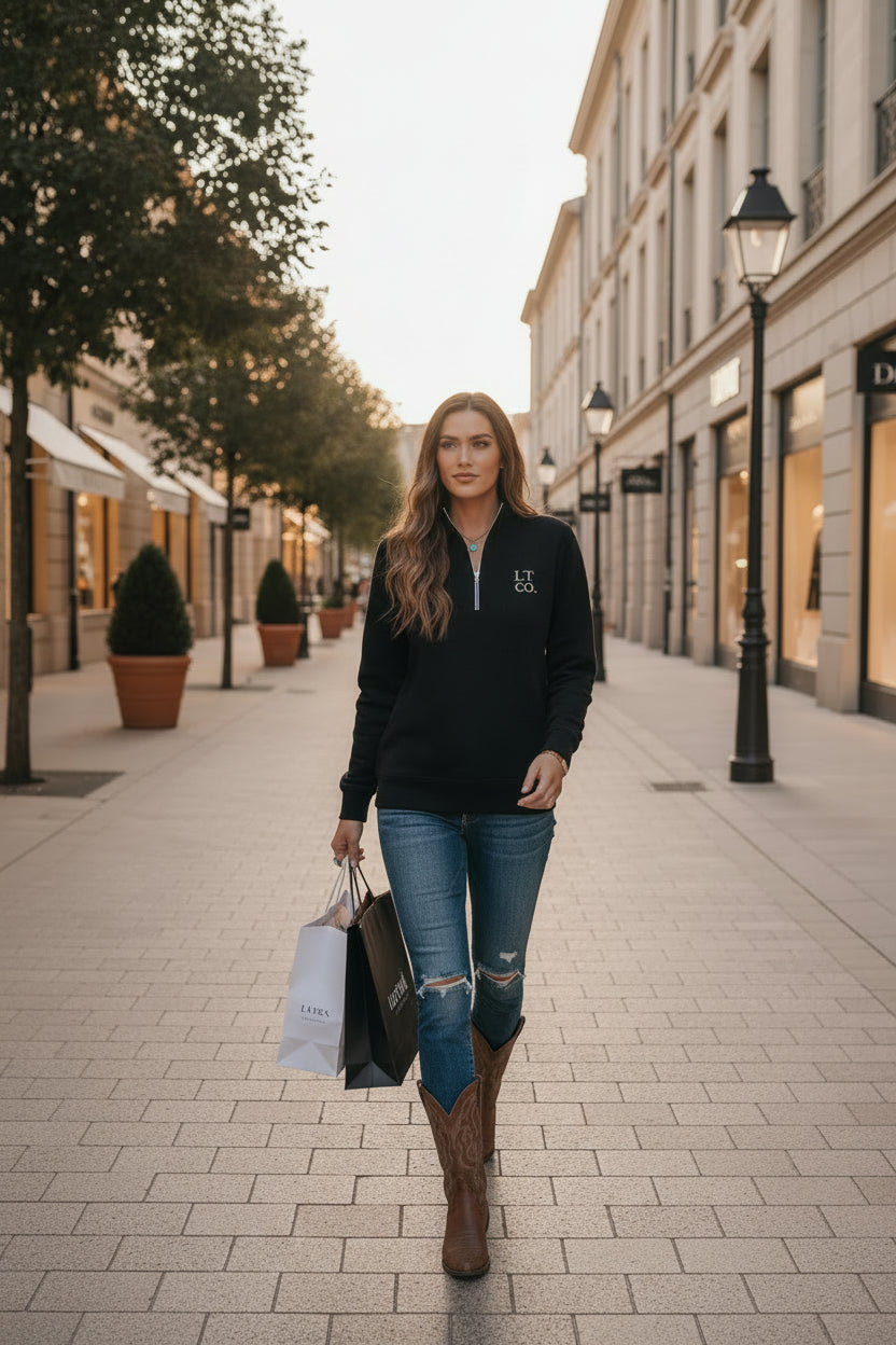 Womens Stencil Half Zip Crew